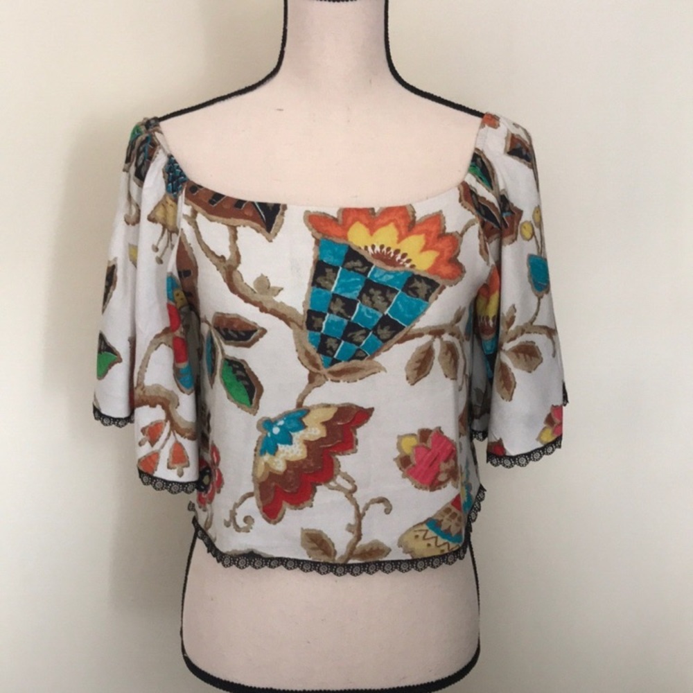 Alice+Olivia Colorful Off-Shoulder Blouse